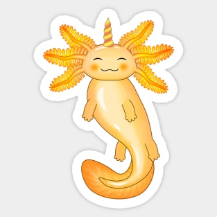 Golden Unicorn Axolotl Sticker